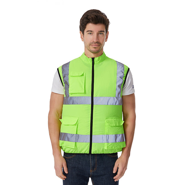 Summer Cooling Air-Conditioned Clothing, Vest, Clothes with Fan Cooling on the Back, Labor Protection Clothing for Welders with Reflective Strips