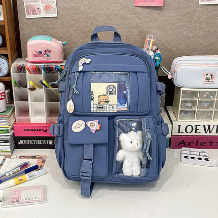 Korean Style Fresh and Cute Junior High School Backpack Women's Large Capacity Casual Schoolbag for Primary School Students Lightweight Storage Campus Backpack