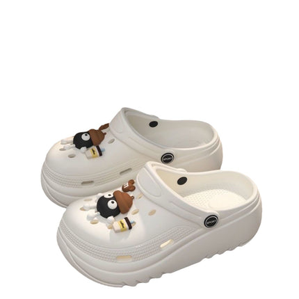 No Stinky No Sound Thick Bottom Coal Ball Cartoon Height Increasing Outer Wearing Hole Shoes Women's Beach Summer New Style Baotou