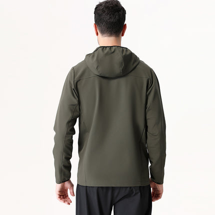 Dijia Outdoor Sports Jacket Men's Quick-drying Breathable Running Zipper Hooded Casual Wear Long-sleeved Jacket Windbreaker Cross-border