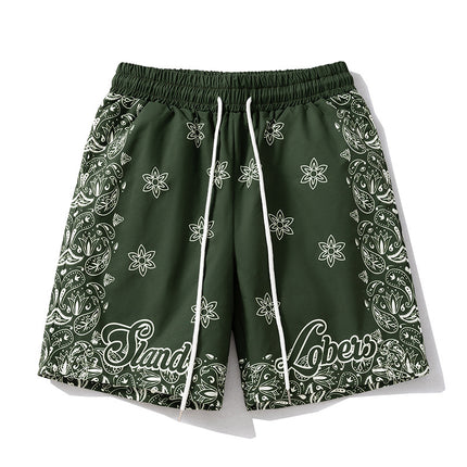 2026 New American-Style Trendy Retro Men's Sports Casual Shorts Paisley Pattern Five-Point Shorts Sports Basketball Shorts