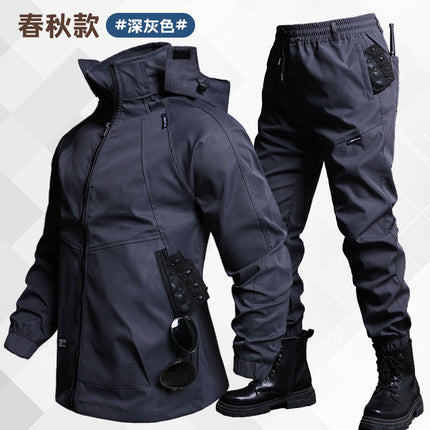 Spring and Autumn New Wear-Resistant Work Clothes Loose Electric Welding Auto Repair Work Clothing Riding Function Men's and Women's Training Clothes