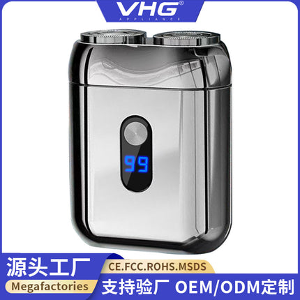 Cross-border Portable Two-head Double-head Magnetic Rechargeable Razor Men's Full-body Washable Electric Shaver Super Clean