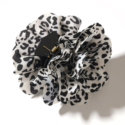 Fashion Fabric Leopard Print Camellia Hair Clip European and American Style Personality Girls' Back of the Head Flower Hair Clip Hair Accessory