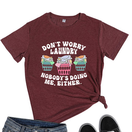 Women Loose Print Crewneck Short Sleeve T-Shirt 6 Colors S-XXL / T-Shirt Femme Imprimé Col Rond Manches Courtes Ample 6 Couleurs S-XXL