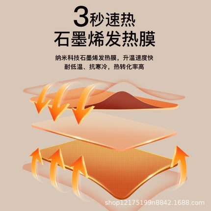 Factory Direct supply intelligent heating cotton-padded clothes constant temperature electric heating cotton-padded clothes winter V-neck front and rear heating long sleeve warm clothes
