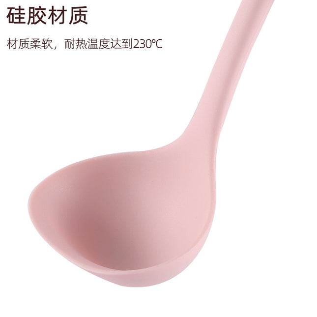 Silicone Soup Spoon Food Grade Long Handle Household Large Soup Spoon High Temperature Resistant Mini Porridge Spoon Frying Spoon Non-stick Cooking Pan Spoon