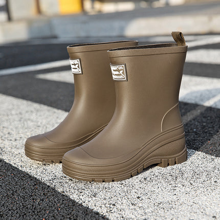 Cross-Border New Mid-Calf Rain Boots for Women, Suitable for Outdoor Wear, Car Washing, Waterproof, Kitchen Work, Non-Slip, Soft-Soled Rubber Shoes
