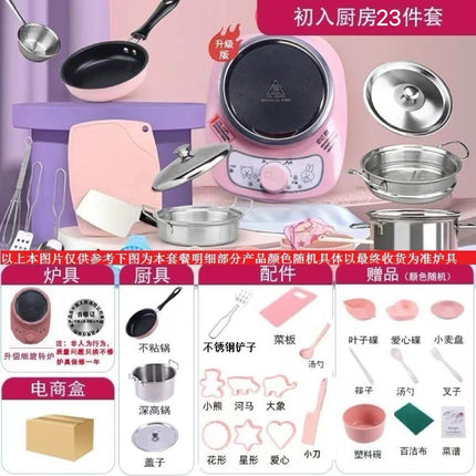 Cross-border mini kitchenette factory direct full set of cooking girls kitchenware suit children's real cooking toys