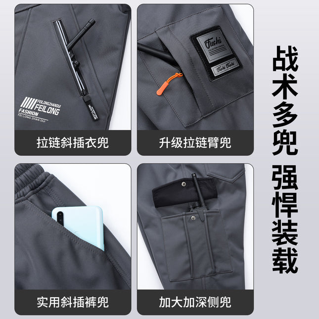 Autumn and Winter Jacket Suit Men's Velvet Cold-Proof, Windproof, Waterproof and Warm Cycling Mountaineering Clothing Outdoor Thickeneding