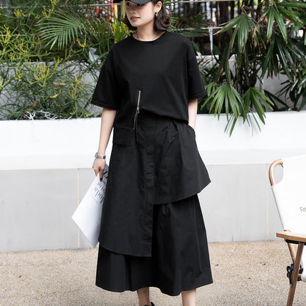 240340 Yamamoto dark cold style design sense niche skirt summer irregular stitching fashion all-match skirt