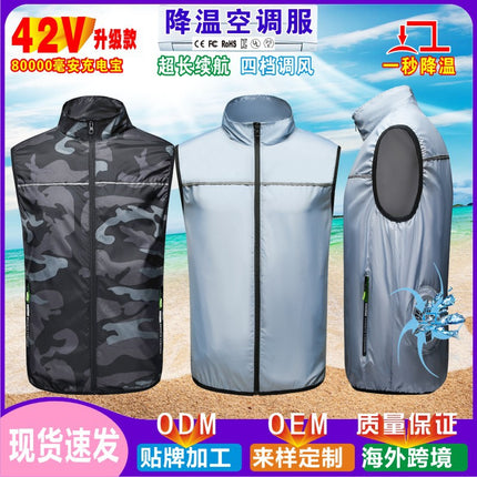 Summer Cooling Fan Clothing Refrigeration Air Conditioning Clothing USB Charging Fan Clothing Sun Protection Vest Couple Work Clothes