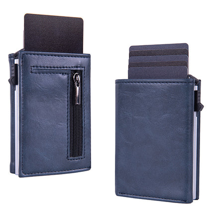 Cross-Border Rfid Anti-Theft Magnetic Automatic Pop-Up Side Push Card Holder Pu Leather Men's Multi-Card Slot Card Holder