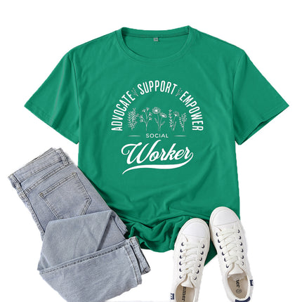 Amazon Supply Advocate Support Empower Printed Short-Sleeved Women's Casual Summer Casual