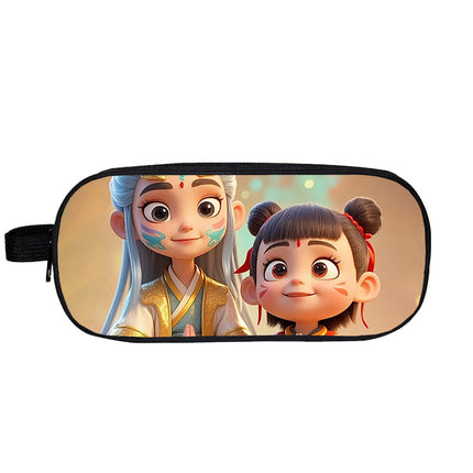 Cross-Border Nezha Stationery Box, Children's Portable Large-Capacity Storage Pencil Case, Student Wear-Resistant Double-Layer Portable Pencil Case Wholesale