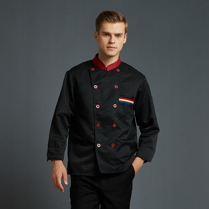 Chef Work Clothes Short-sleeved Men's Summer Breathable Restaurant Kitchen Canteen Restaurant Embroidered Word Kitchen Clothes Long-sleeved