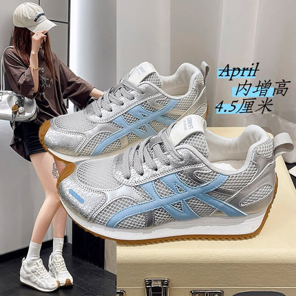 Retro Versatile Mesh Breathable German Training Shoes for Women Summer New Color Matching Casual Sports Shoes Heightening Dad Shoes