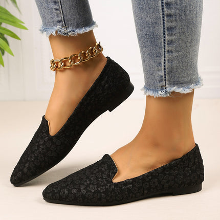 2025 New Foreign Trade Large Size Solid Color Pointed Toe Flat Soft Sole Casual Versatile Breathable Women's Shoes Trendy