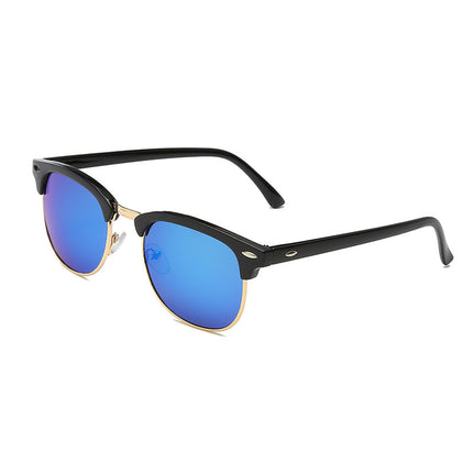 Classic sunglasses retro rice nail half frame sunglasses fashion color film reflective glasses cross-border manufacturers wholesale