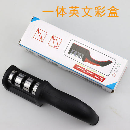 Cross-border household black three-section four-section sharpener integrated fast sharpening diamond pipe sharpener