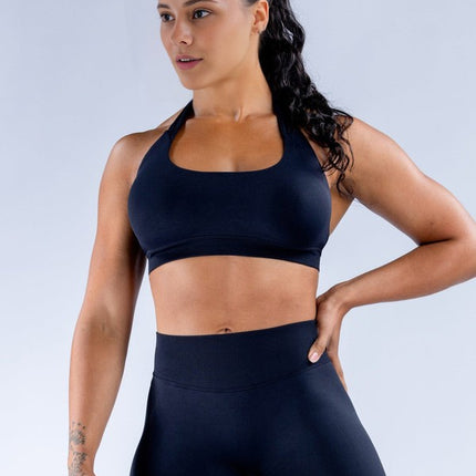 suit Sports Underwear Women's Xia Mei Back Mid-strength Shock-proof Anti-expansion Ultra-fine Matting Nylon Hanging Neck Large Backless