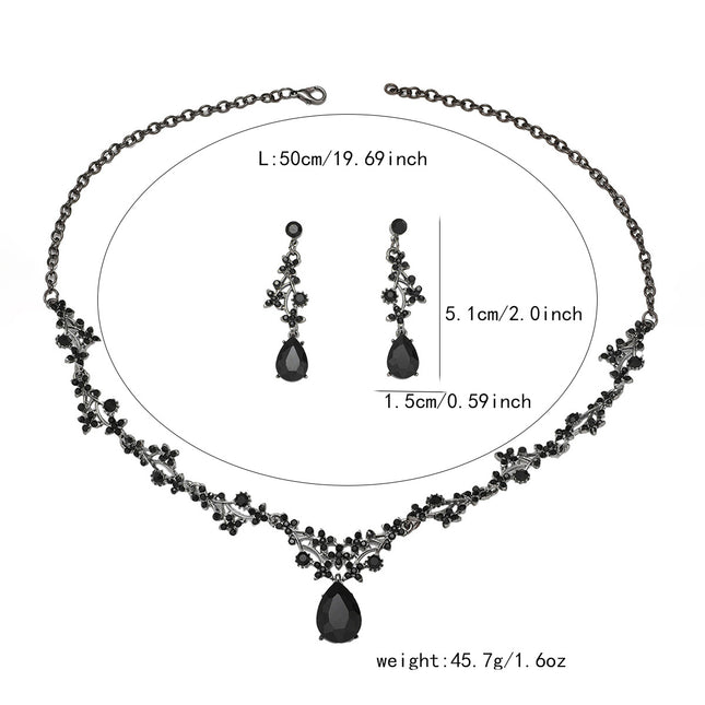 Jewelry Set Chain Crystal Diamond Gift Set Bridal Wedding Necklace Earrings Two-Piece Set Factory Direct Sale