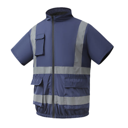 Summer Cooling Reflective Strip Fan Clothing Short-Sleeved Outdoor Air-Conditioning Clothing Men's Style with Fan Duty Road Administration Construction Site