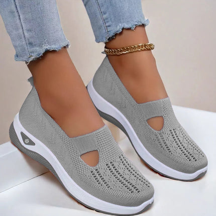 Middle-Aged and Elderly Women's Shoes 2024 Spring Model, Mesh Breathable Soft-Soled Lightweight Shoes for Seniors, Fly-Knit Women's Shoes, Lightweight and Breathable