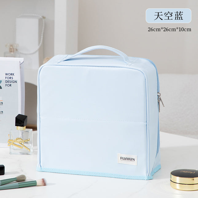 Can Be Hung on a Suitcase, Large-Capacity Makeup Bag, Pencil Case, Women's Bag, Travel Storage Bag, Pu Waterproof Makeup Brush Handbag