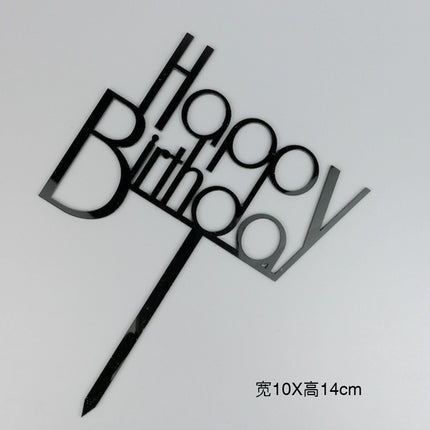 Acrylic Cake Baking Decoration Inserts Round Square English Happy Birthday Dessert Toppers Party Cards