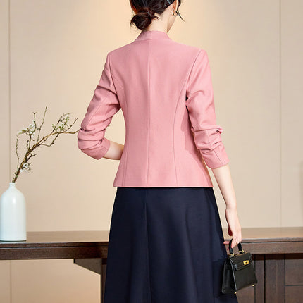Pink Suit suit Women's Autumn New Goddess Business Wear Work Clothes Suit dress Two-piece Fixation