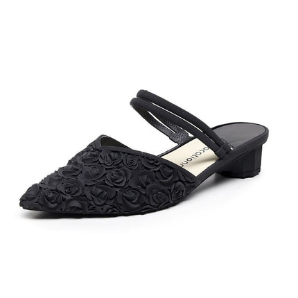 New pointed toe slippers women's summer wedge casual waterproof mid heel non-slip beach sandals women's fashion dual-use women's shoes