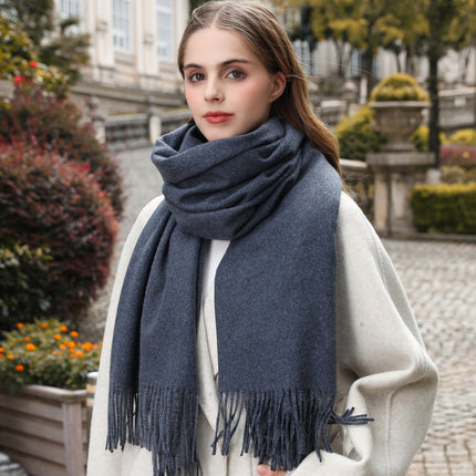 Wool Cashmere Scarf Autumn and Winter Versatile Pure Color Scarf Women's Winter Warm Women's Shawl Scarf Korean Atmosphere