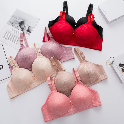 Underwear Women's Bra Push-Up Without Rims to Control Secondary Breasts Adjustable Sexy Thin Large Size Mother's Bra for Middle-Aged Women