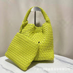Fruit green + woven bag + leather shoulder strap