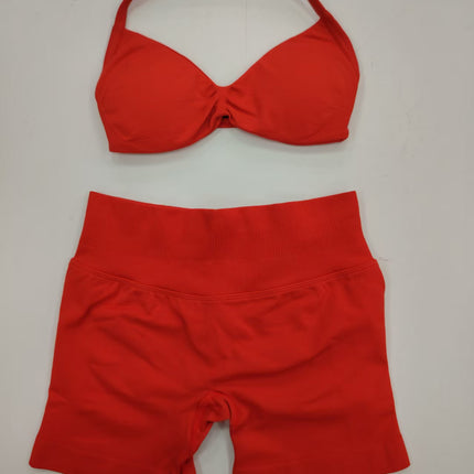 suit DF Amazon Explosions Shorts Small Bra High Elastic Superfine Extinction Nylon Hanging Neck Beauty Back Sports Vest
