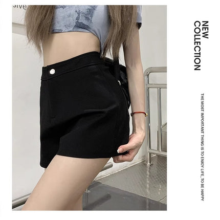 Versatile commuter black suit shorts women's plus size summer new high waist leggings outer wear small hot pants