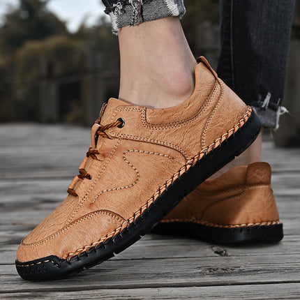 Cross-Border Hot-Selling Spring and Summer New Products Hand-Stitched Casual Men's Shoes Fashionable Soft Sole Versatile Breathable Leather Shoes