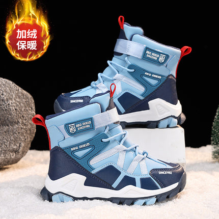 Girls' fleece-lined Thickened Northeast Snow Boots Winter New Mid-Large Children's Long Non-Slip Cold-Proof Large Cotton Shoes Boys Boots
