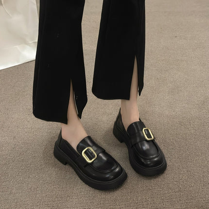 Loafers Thick-soled 2023 Autumn New Style Slip-on Explosions Spring and Summer High-end British-style Soft-soled Leather Shoes