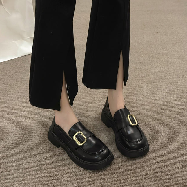 Loafers Thick-soled 2023 Autumn New Style Slip-on Explosions Spring and Summer High-end British-style Soft-soled Leather Shoes
