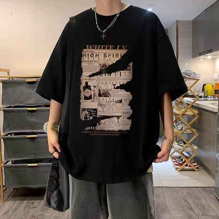 2025 New American Trendy Brand Letter Printed Short-Sleeved T-Shirt Men's Summer Ins Trendy Brand Loose Casual Top