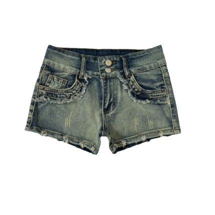 Small American Style Retro Shorts Summer Hot Girl Low-waisted Jeans Women's plus size Slim-fit Slim-fit Hot Pants Shorts