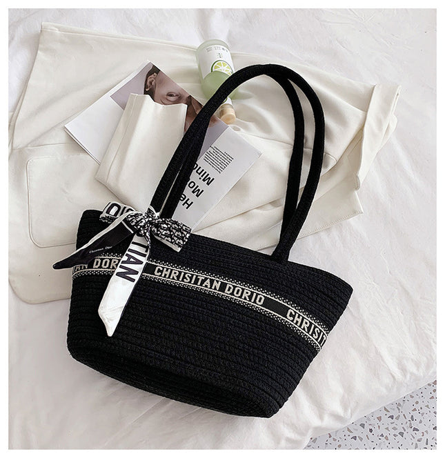 Cotton Woven Tote Bag / Sac Tissé Coton Femme
