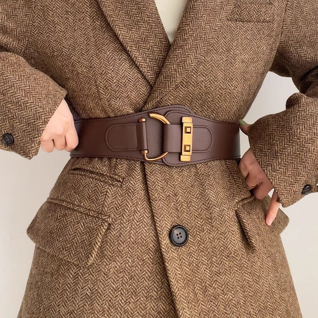 Elastic Decorative Wide Belt for Women, Fashionable and Versatile, Personalized Women's Girdle with Jacket, Coat and Sweater Trend