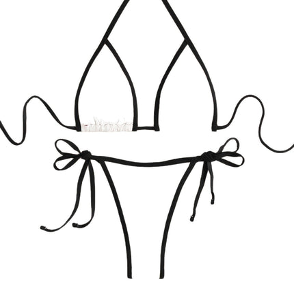2025 New Cross-border Bikini Color-block Lace-up Sexy Swimwear Women's Spa Sexy Split Bikini Swimwear