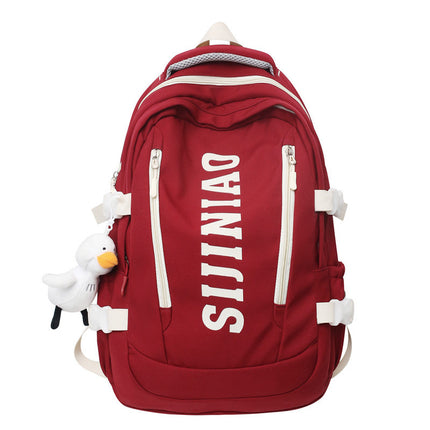 New Backpack Women's Junior Senior high school College Student Schoolbag Large Capacity Casual Couple's Double Back with Pendant for Travel