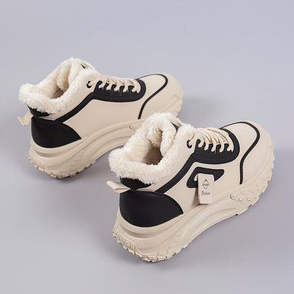 2025 New Winter Velvet Warm Cotton Shoes, Wear-Resistant and Heightening Casual Shoes, Thick-Soled Non-Slip Women's High-Top Dad Shoes