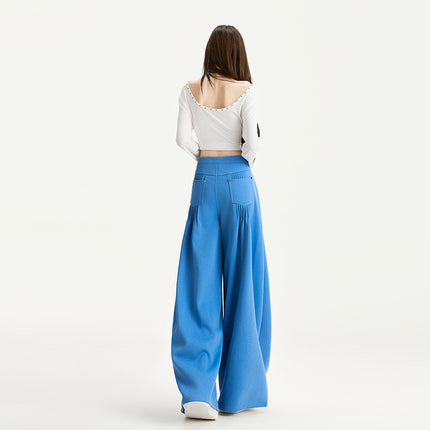 Casual Loose Wide-Leg Pants for Women Early Autumn New Versatile Fashion Pleated Design High-Waisted Loose Scimitar Pants