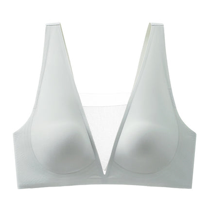 Large Bust Appears Smaller, Deep V-Neck Bra for Women, Tank Top Style, Side Breast Support, Anti-Sagging, Seamless, Beautiful Back Bra, Adjustable